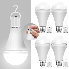 4Pcs LED Rechargeable Emergency Light Bulb 60W Equivalent 1200mAh Battery Backup