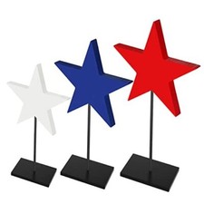3 Pcs Patriotic Decorations 4th of July Day Table Signs Decoration Wooden Star
