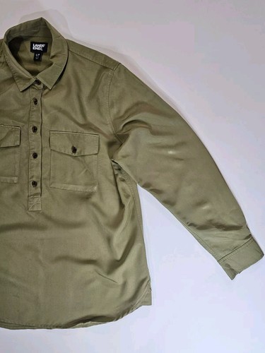 Lands End Womens Button Down Large Olive Green Collared Outdoor Coastal Casual - Picture 2 of 7