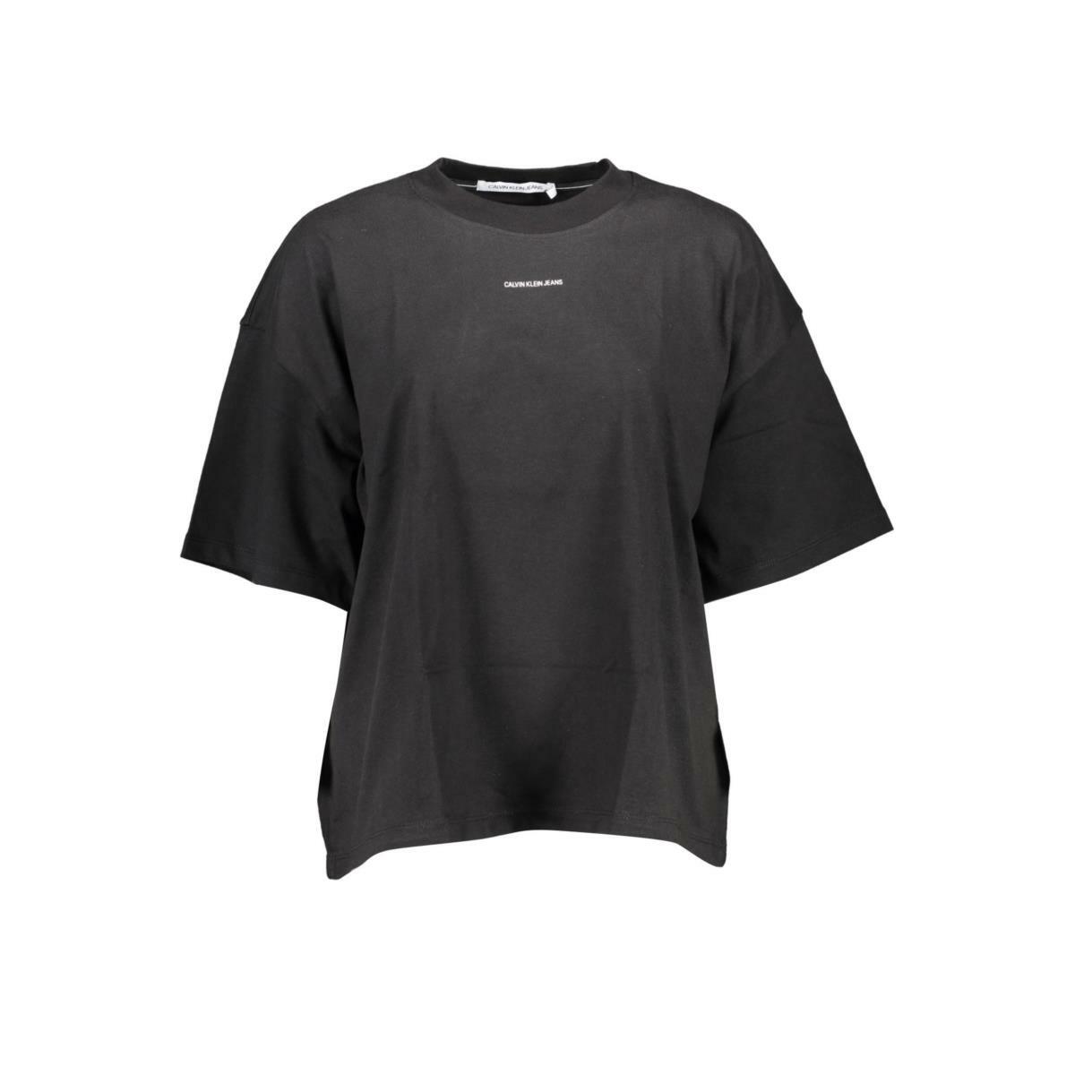 T-SHIRT DONNA CALVIN KLEIN NERO MANICHE CORTE