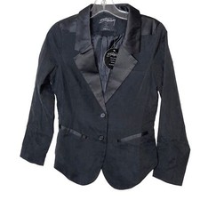 Stussy Tuxedo Jacket Black Womens Size Small Vintage Button Front Full Lined New