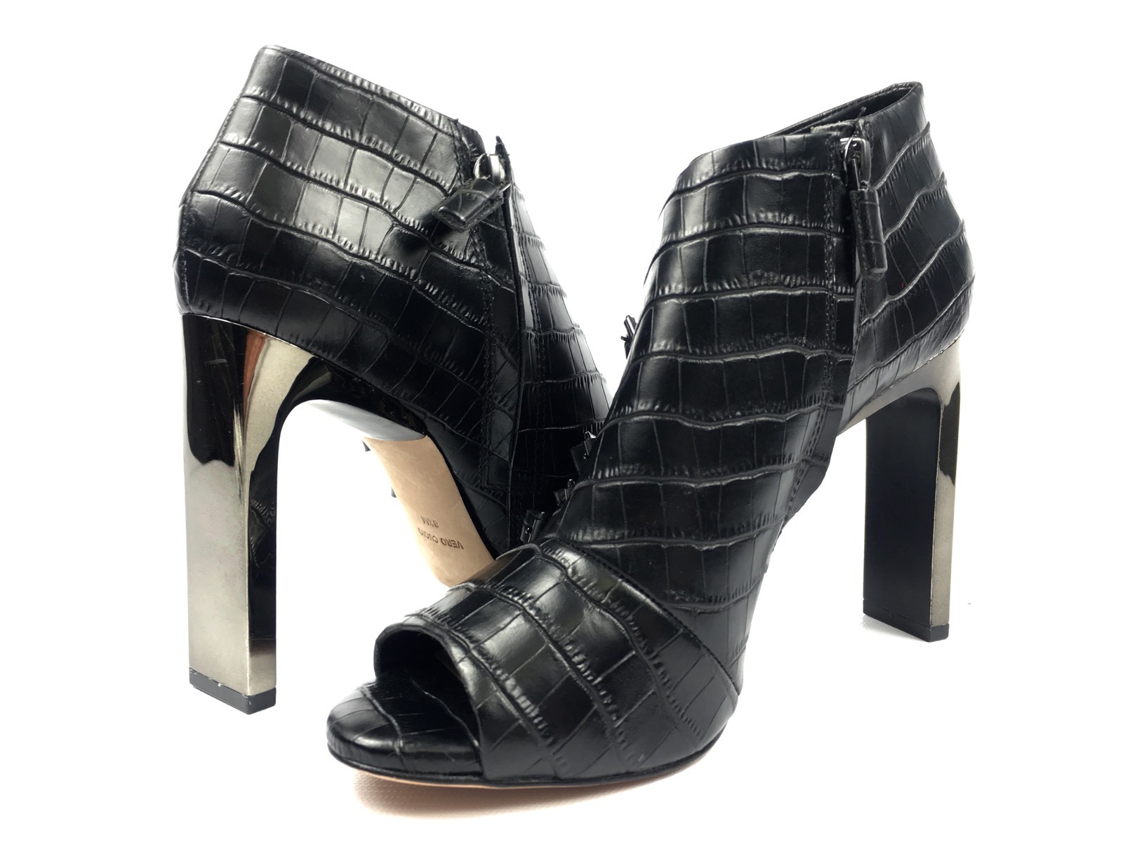 Women's Shoes BCBG Max Azria Drive Leather Black Open Toe Heels Size 8.5M D1526* image 3