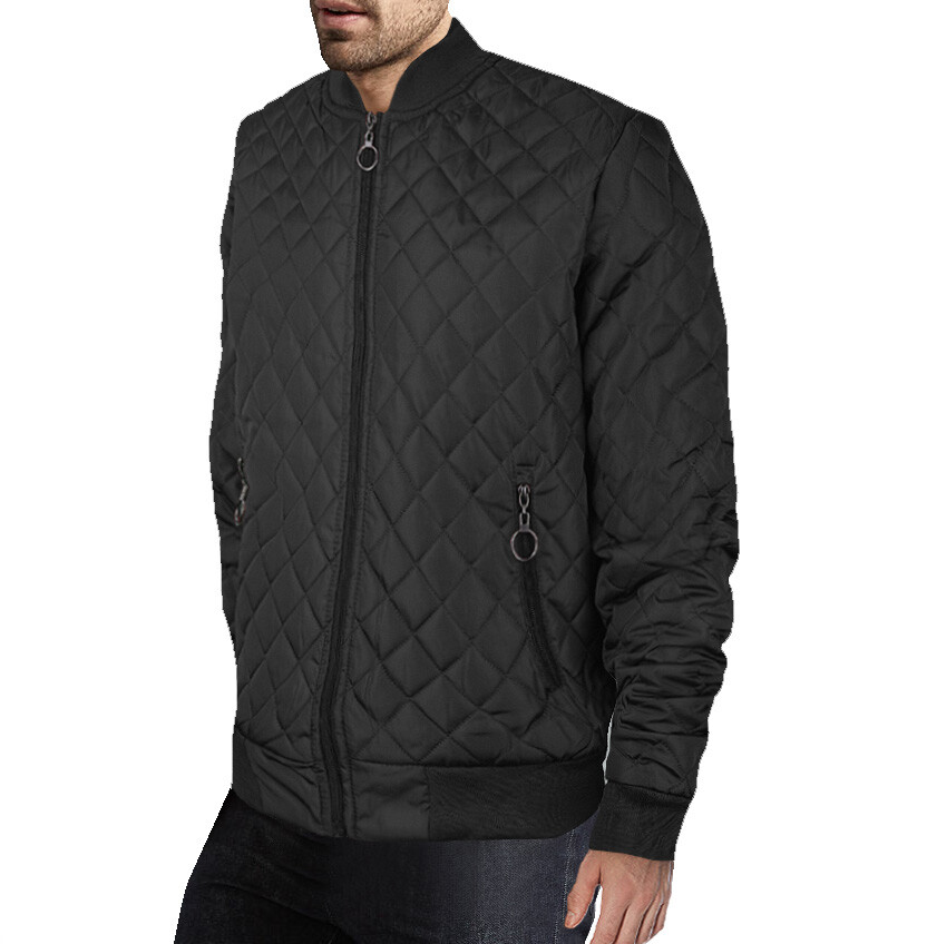 Мужская стильная стеганая водонепроницаемая куртка-бомбер Slim Fit с кольцевой застежкой-молнией JASON