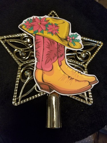 Botas de Vaquero Árbol Navidad Topper Vaqueros Adorno Adornos Poinsettia | eBay