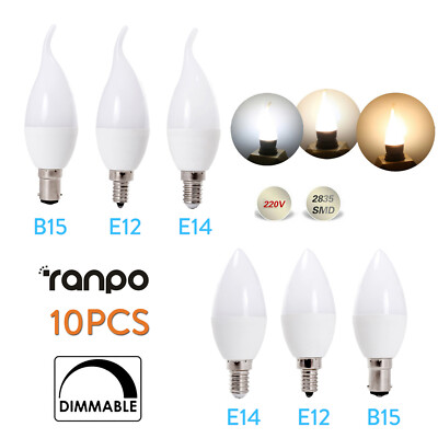 10X E14 B15 Dimmable 5W 220V LED Chandelier Candle Flame Shape Light Bulbs ED