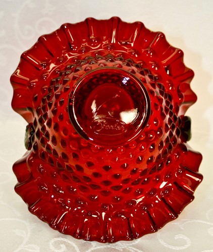 Fenton, Basket, Colonial Ruby, Hobnail Pattern. - Bild 10 von 11
