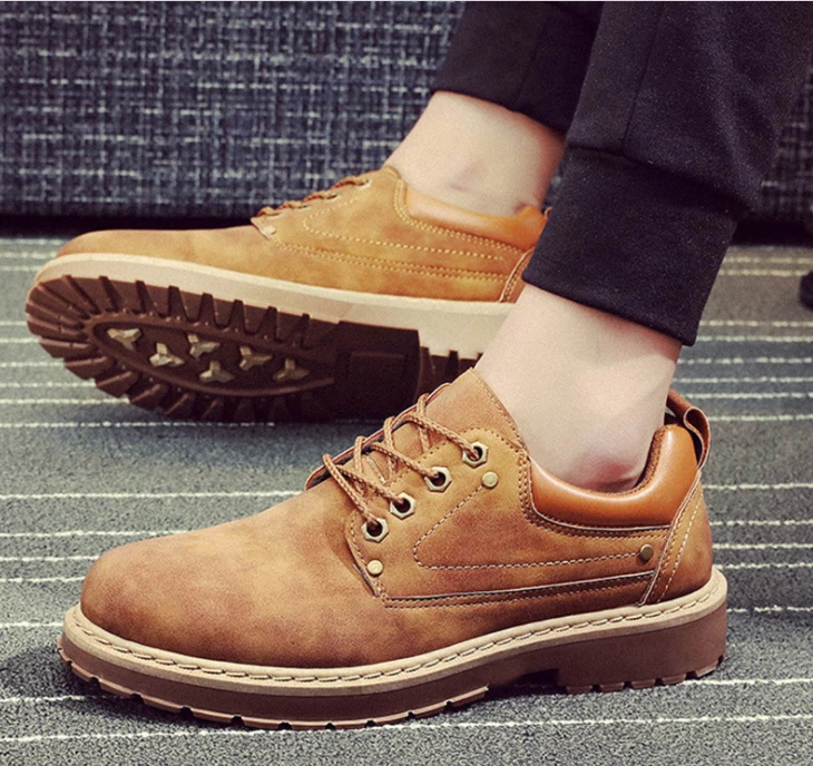 Men s Retro Fashion Low Top Ankle Boots Round Toes Outdoor Lace Up Casual Shoes eBay
