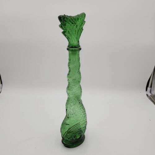 RARE Vintage MCM Empoli Green Dolphin Fish Bottle 16” w/ Stopper - Picture 2 of 13