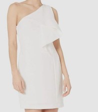 $395 Halston Women White Brigitte Flounce Dress Size 12