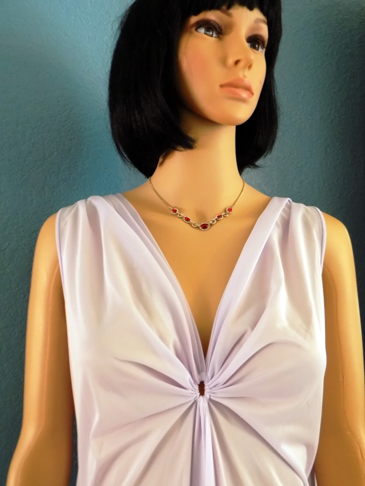 Lucie Ann Nylon LILAC KEYHOLE Grecian Nightgown s… - image 2