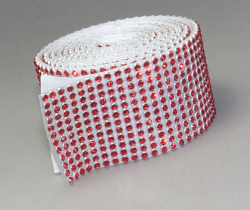 LIGHT SIAM Mesh Strassband SS8 Borte SELBSTKLEBEND 1cm 3 Reihen Rot BORTE - Picture 5 of 42