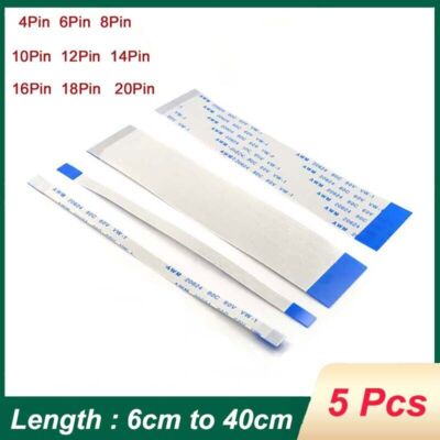 5Pcs FFC Flexible Flat Cable Ribbon 4 6 8 10 12-20Pin Pitch 0.5/1.0mm AWM 20624