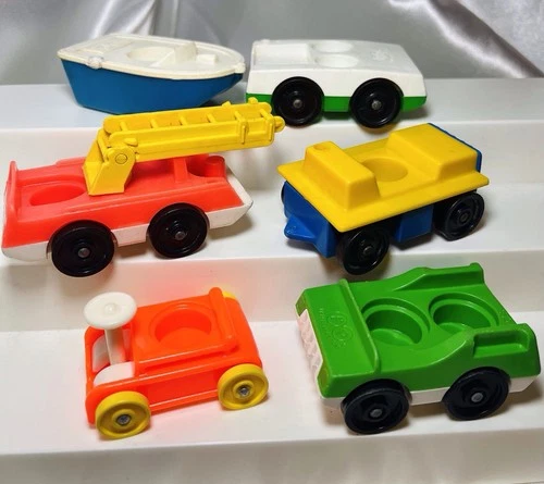 Vintage Fisher Price Little People Mixed Lot of Vehicles Fire Truck Boat