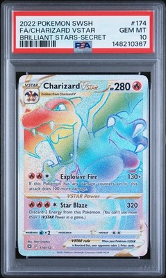 PSA 10 Charizard VSTAR Rainbow 174/172 Brilliant Stars Secret Rare FA Pokemon