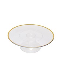 Clear 2 Round 12" Plastic Cake Stand Dessert Display Riser Gold Rim Party Events