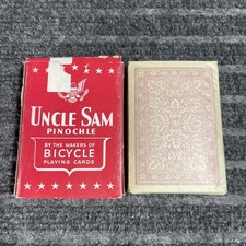 Mazzo di carte da gioco vintage Bicycle Uncle Sam Red 1943 Pinochle USA WWII SIGILLATO