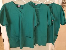 3 Sets Cherokee Workwear Scrub Pants  Tops -Hunter Green-Size Medium Petite
