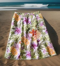 Talbots A Line Skirt 16 P Tropical Linen Silk  Large XL Petite Floral Chic Boho