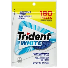 Trident White Sugar Free Gum, Peppermint, 180 Count (Packaging May Vary)