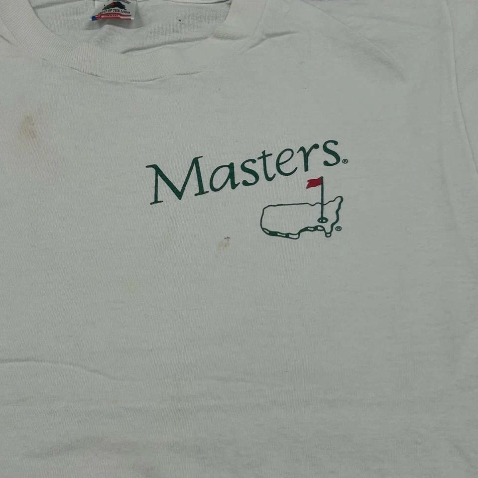 Vintage 90s Masters Shirt Mens Large White Golf Tournament Augusta Tee Fruit USA - Image 2 of 4
