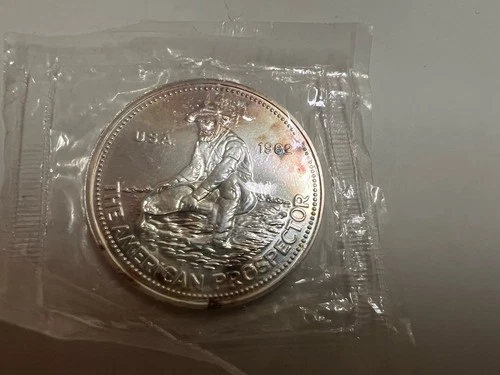 1982 American Prospector .999 Silver 1oz Round, Uncirculated, Engelhard, Toned