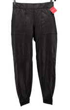 Spanx Leather Like Jogger Pants Women Medium Black Pull On Elastic Waist 29L New