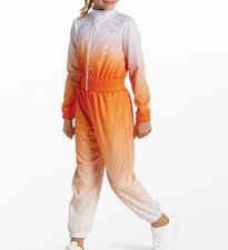 Weissman Perm Orange Ombre Rhinestone Jumpsuit Dance Costume 14875 MC