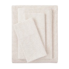 3-Piece 300 Thread Count Beige Geo Cotton Blend Percale Bed Sheet Set Twin XL