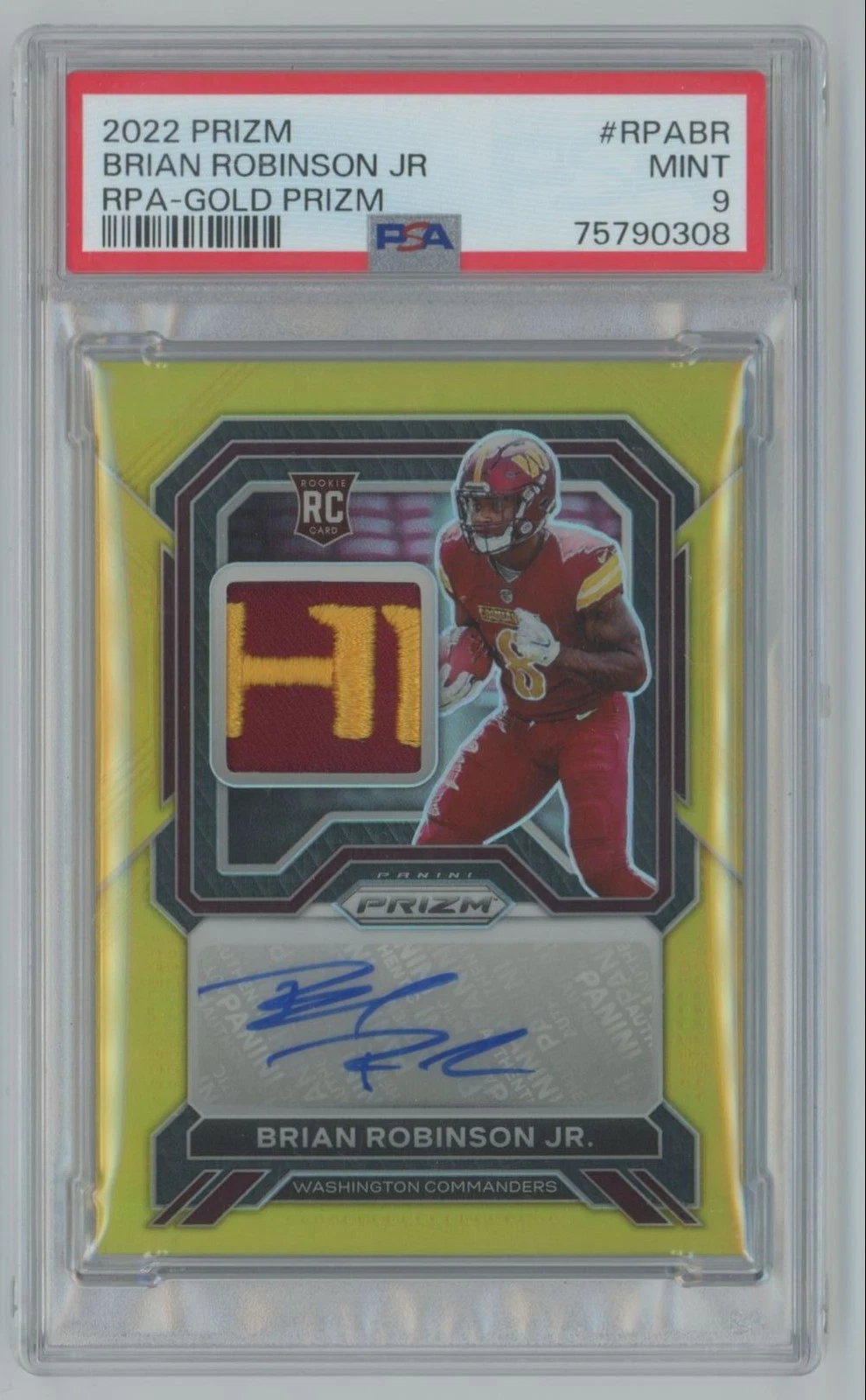 Brian Robinson Jr. Panini Prizm Rookie Patch Autographs #RPABR Gold Prizm