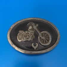 Indiana Metal Craft Vintage Motorcycle Skull Oval Belt Buckle 2 in MC10