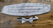 Calvin Klein Gray Tuxedo Cummerbund Bow Tie Set Adjustable Formal Wedding Prom