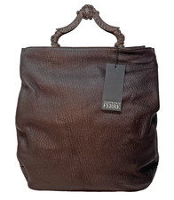 Gianfranco Ferré Borsa Tote in Pelle Italiana con Manico Ornato Argento Anticato - Nuova con etichette