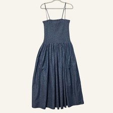 Madewell Denim Smocked Maxi Dress Size XL Sleeveless Spaghetti Straps