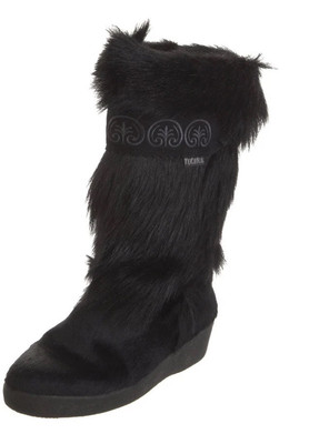 TECNICA Italy Women' Skandia Boot Size 36/6.5 Black PoneyGoat Fur Apres Ski/NWOT