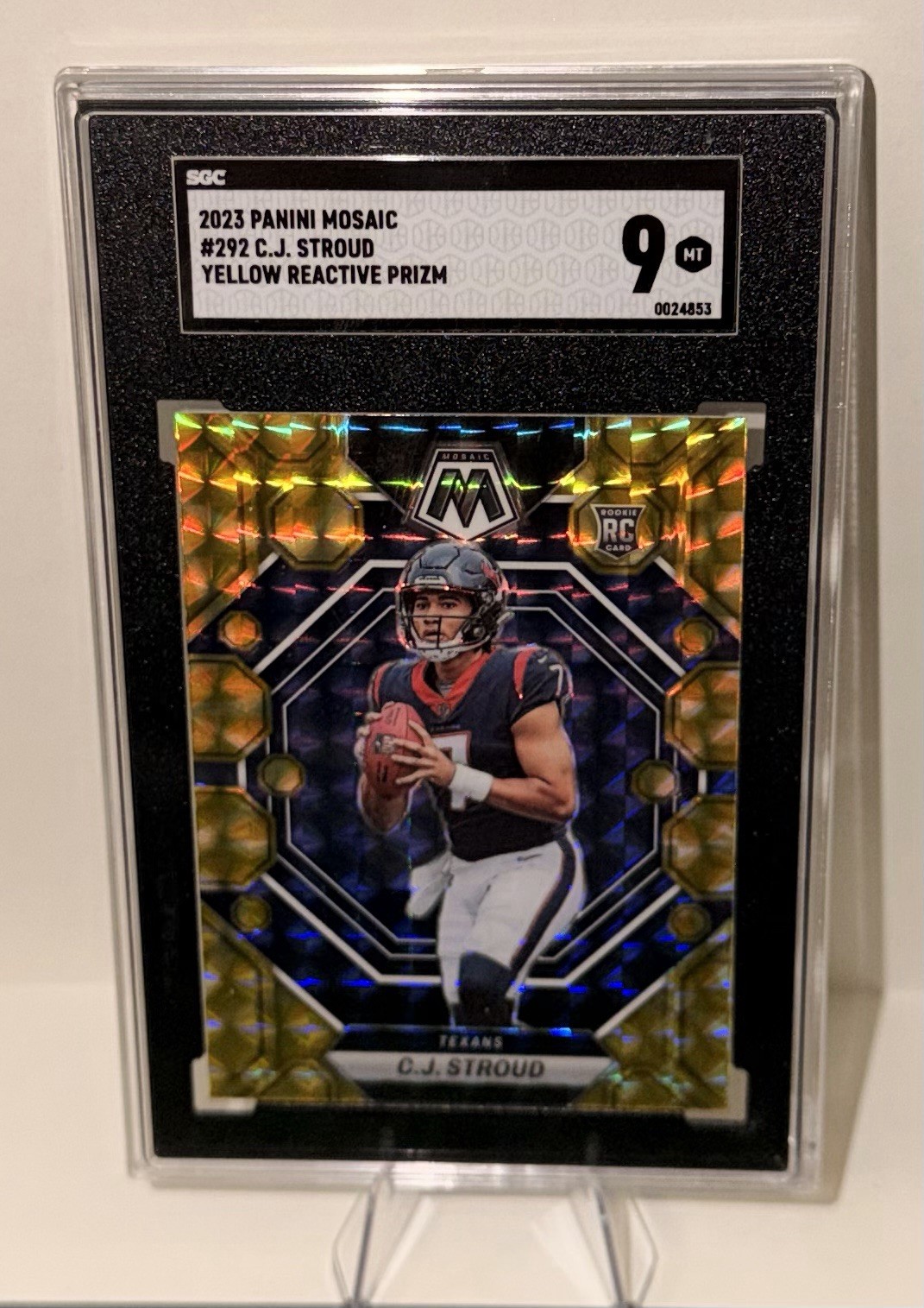 2023 Panini Mosaic Rookies C.J. Stroud #292 (RC) Reactive Yellow SP❗️SGC 9