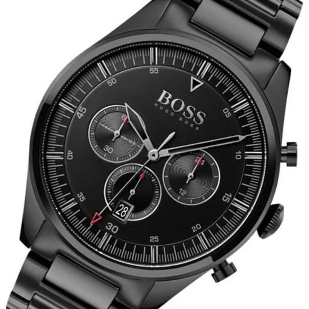 New Genuine HUGO BOSS HB1513714 Pioneer Chronograph Black Dial Strap Mens Watch
