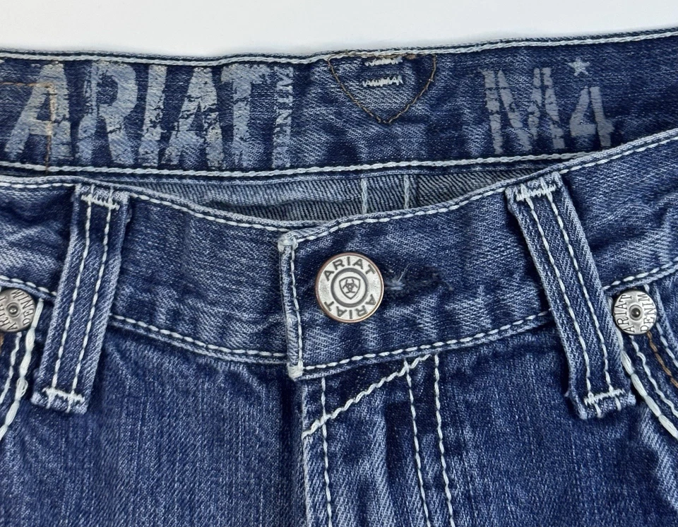 Pantalones de mezclilla Ariat para hombre 33x34 azul M4 tiro bajo ropa de trabajo occidental al aire libre Foto 4 de 4