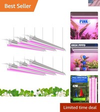 LED Grow Light, 252W6 x 42W 4ft T8, Full Spectrum, V-Shape with Reflector, Li...