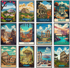 Vintage Travel Poster City Retro Fantasy Cityscape Pub Wall Art Décor A5 A4 A3