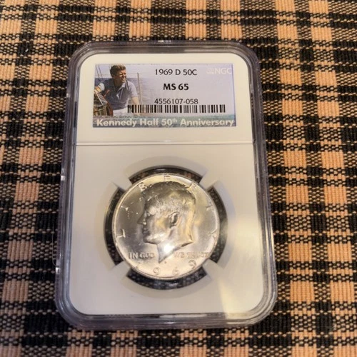 1969 D Kennedy  Half Dollar NGC MS 65 50th Anniversary Label