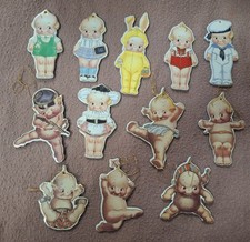 RARO 12 KEWPIE 1988 SHACKMAN FUSTELLATO DOUBLE FACE ORNAMENTI IN CARTONE!