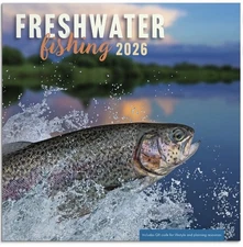 Freshwater Fishing 2026 Wall Calendar bass , trout , walleye 12x12 inch 