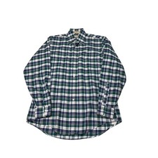 Vintage 90s LL Bean Plaid Button Down Shirt Mens 15.5 35 Green Navy Made in USA