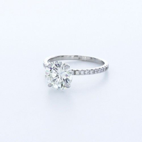 2.4CT Natural Diamond H/SI1 Round Cut 14K White Gold 4-Prong Classic Accent Ring - Picture 2 of 5