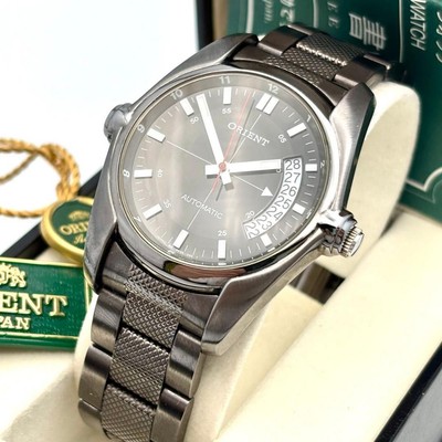 Orient Automatik Armbanduhr PF0E D0 3 Zeiger Datum 36mm Silber Zifferblatt Uhr