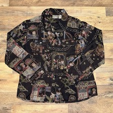 Chico's Womens Jacket 2 Silk Blend Tapestry Asian Inspired Button Front