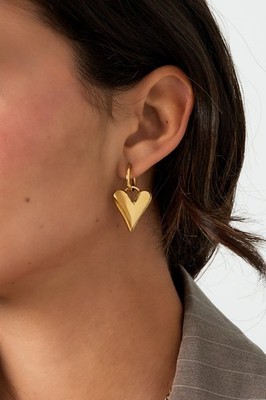 Heart Gold Earrings Heart Shaped Earrings Fashion Stainless Steel Women Jewelry