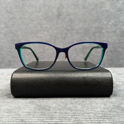 Vera Wang VA14 BL Y2k Eyeglasses Navy Blue Green Cat Eye Frames 54-16-140