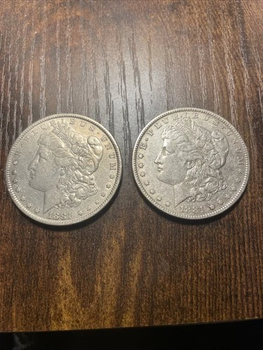 1881 O And 1881 P Morgan Silver Dollars AU Condition Lot Of Two