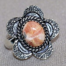 Flower Rhodochrosite 925 Silver Plated Ring US 6 Anniversary Gift Jewelry GW